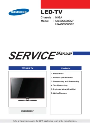 Samsung un46c5000 un46c5000qf un40c5000 un40c5000qf service manual cover