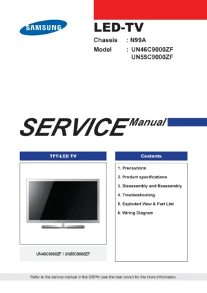 Samsung un46c9000 un46c9000zv service manual cover
