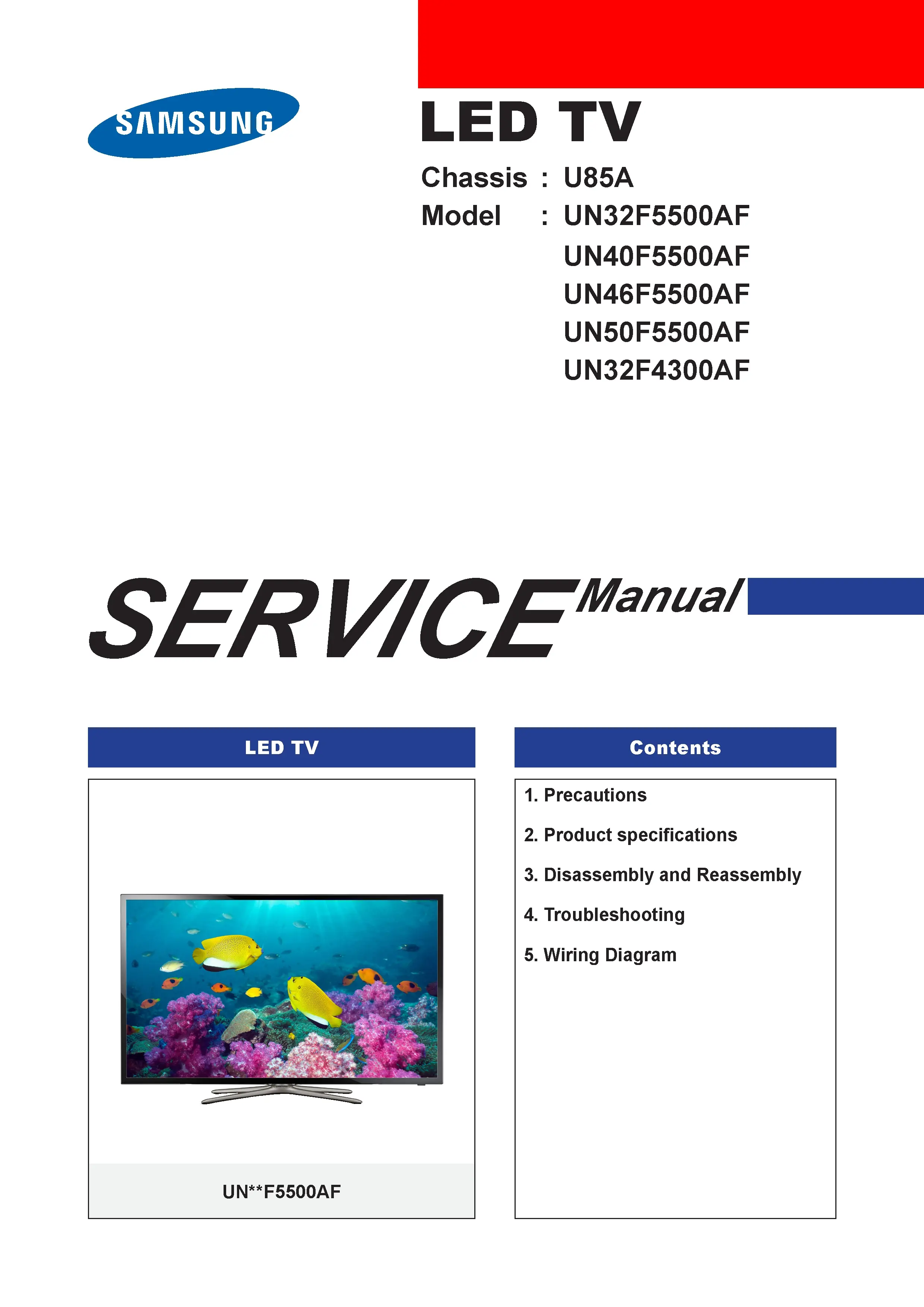 Samsung un46f5500 un46f5500af un46f5500afxza (205p)p service manual cover