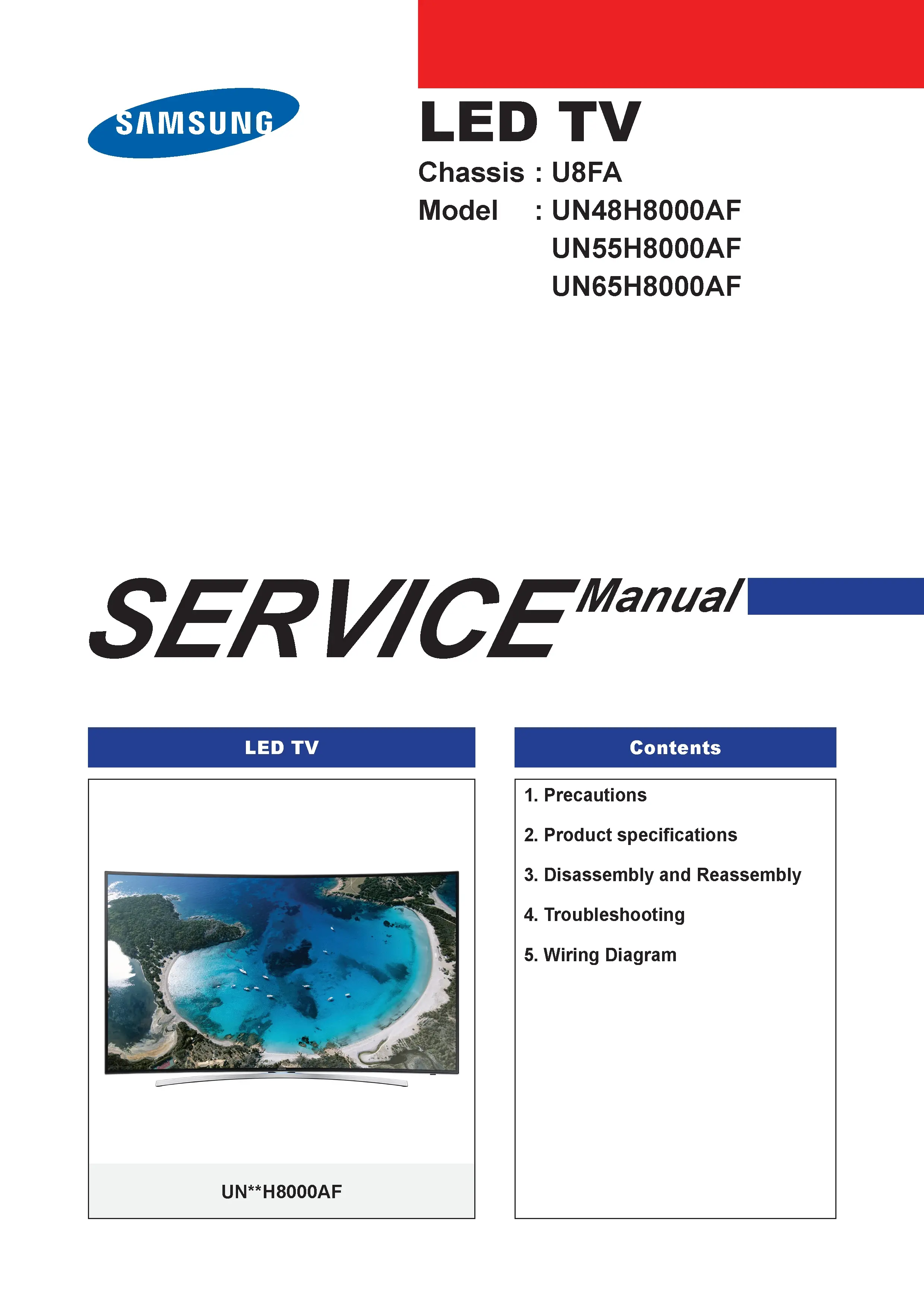 Samsung un48h8000 un48h8000af un48h8000afxza service manual cover