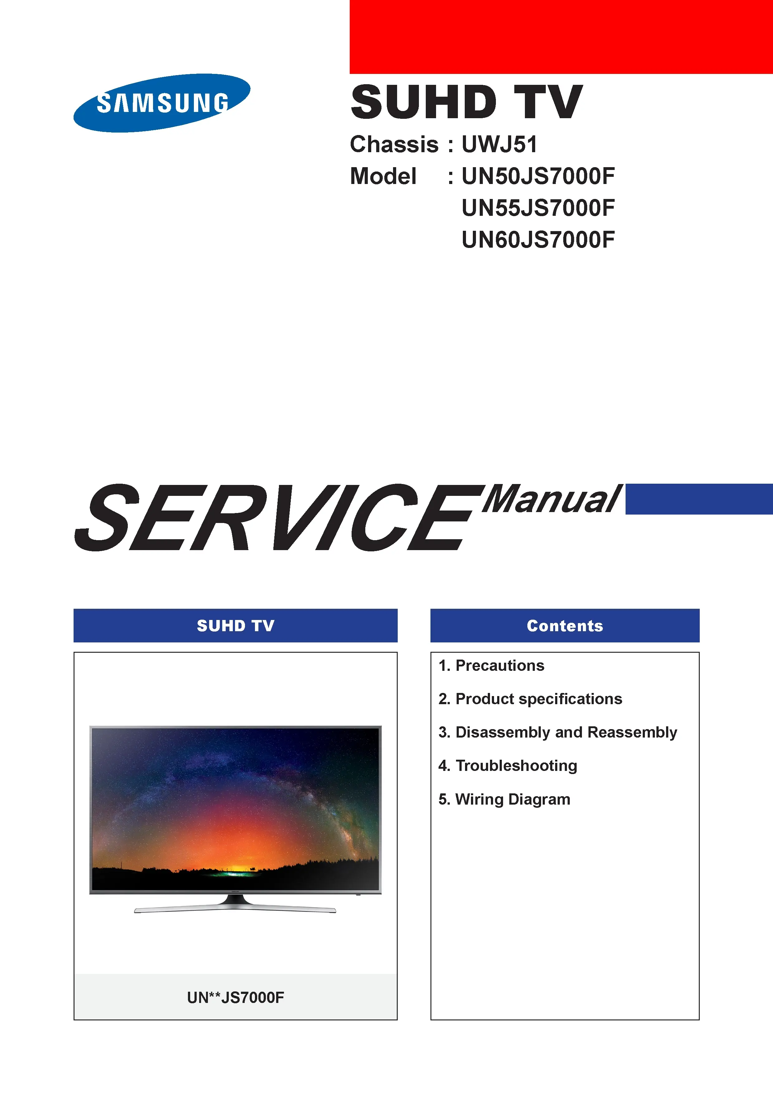Samsung un50js7000f un55js7000f un60js7000f service manual cover
