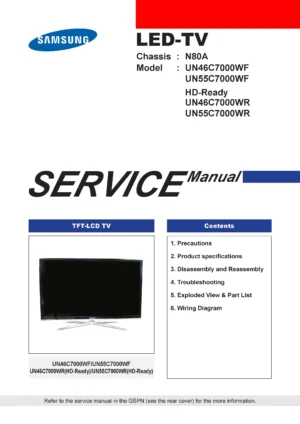 Samsung un55c7000 un55c7000wf un46c7000 un46c7000wf service manual cover
