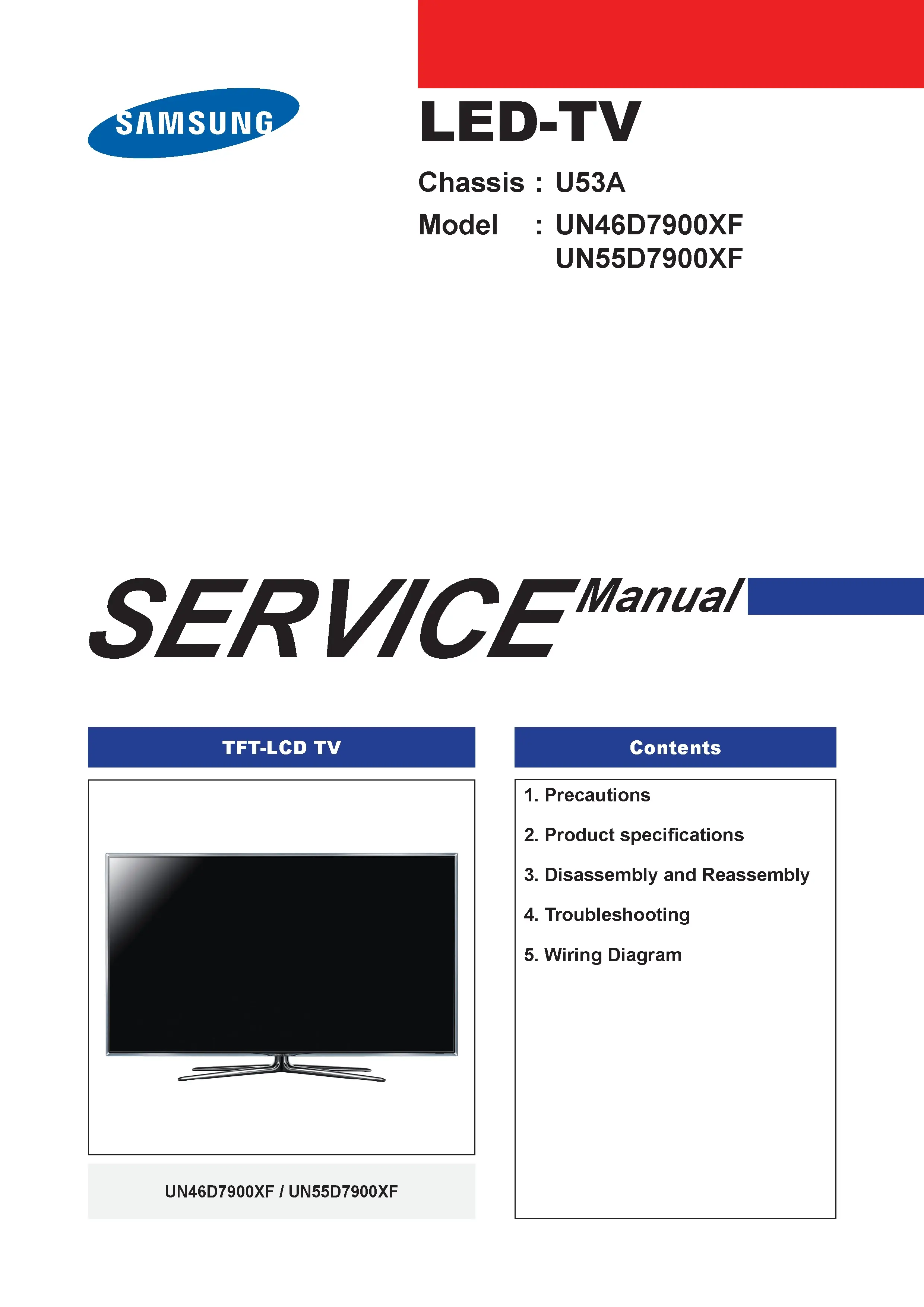 Samsung un55d7900xf un46d7900xf service manual cover