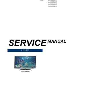 Samsung un55es6003 un55es6003f un55es6003fxza service manual cover with photo of the television, model type and code and manual contents