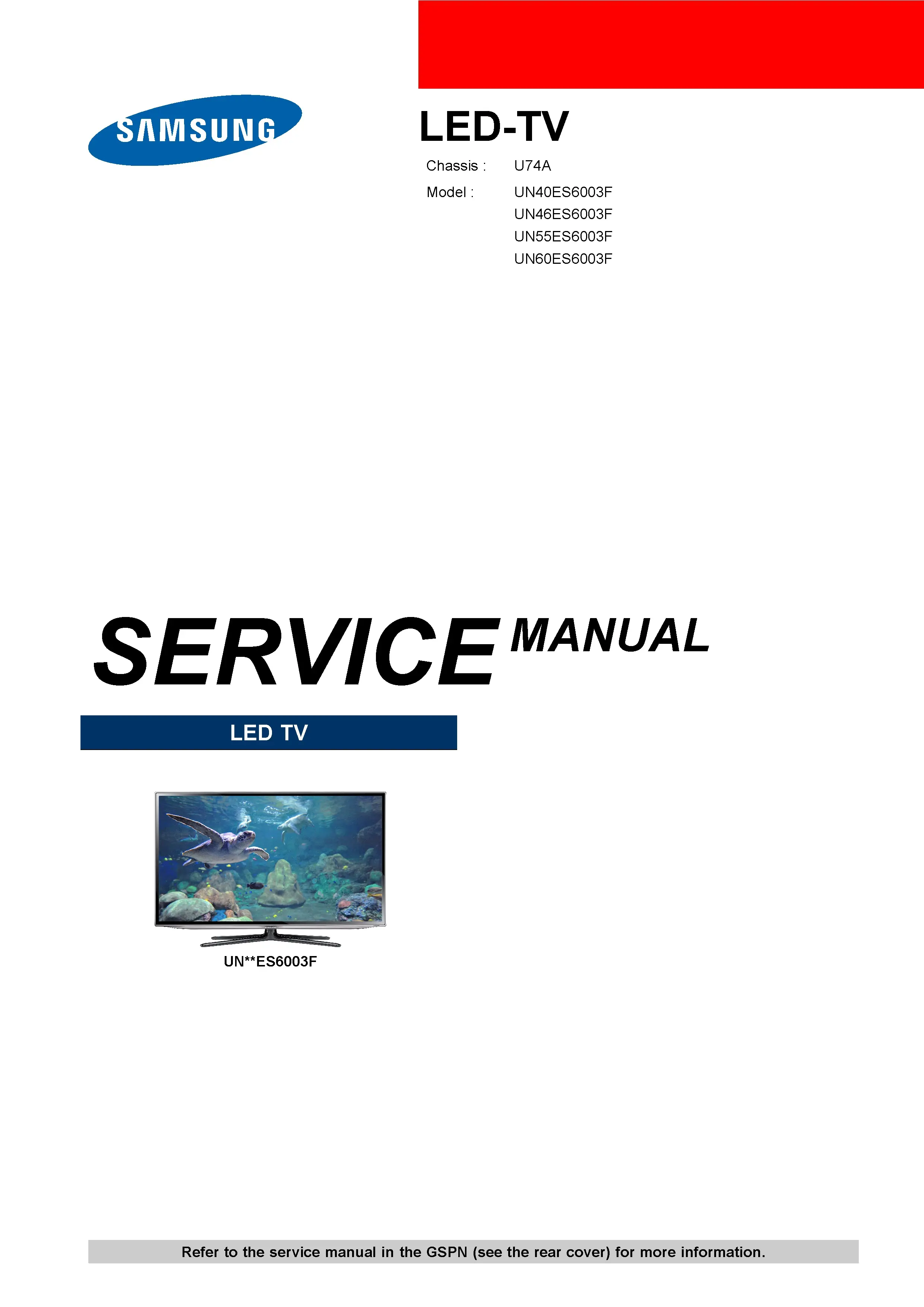 Samsung un55es6003f service manual cover