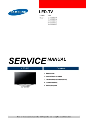 Samsung un55es8000 un55es8000f un46es8000 un46es8000f service manual cover