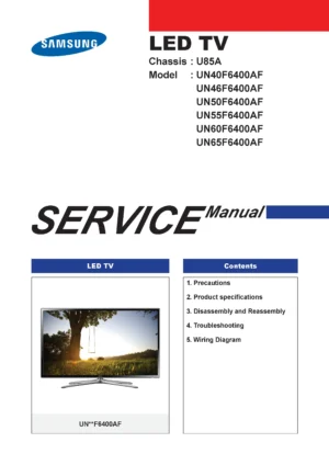 Samsung un55f6400 un55f6400af un55f6400afxza service manual cover