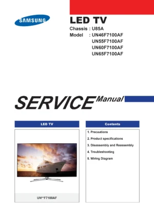 Samsung un55f7100 un55f7100af un55f7100afxza service manual cover