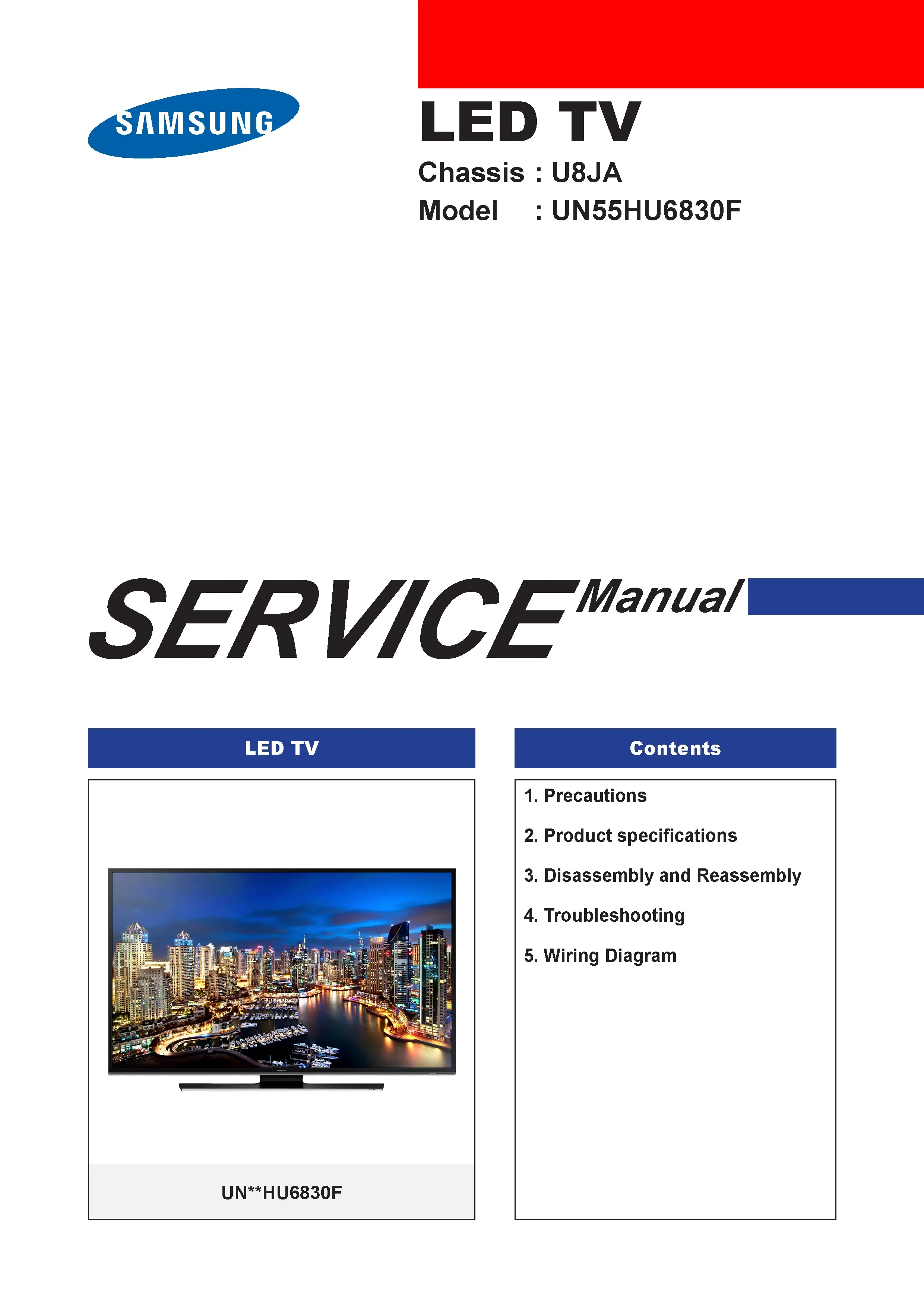Samsung un55hu6830 un55hu6830f un55hu6830fxza service manual cover