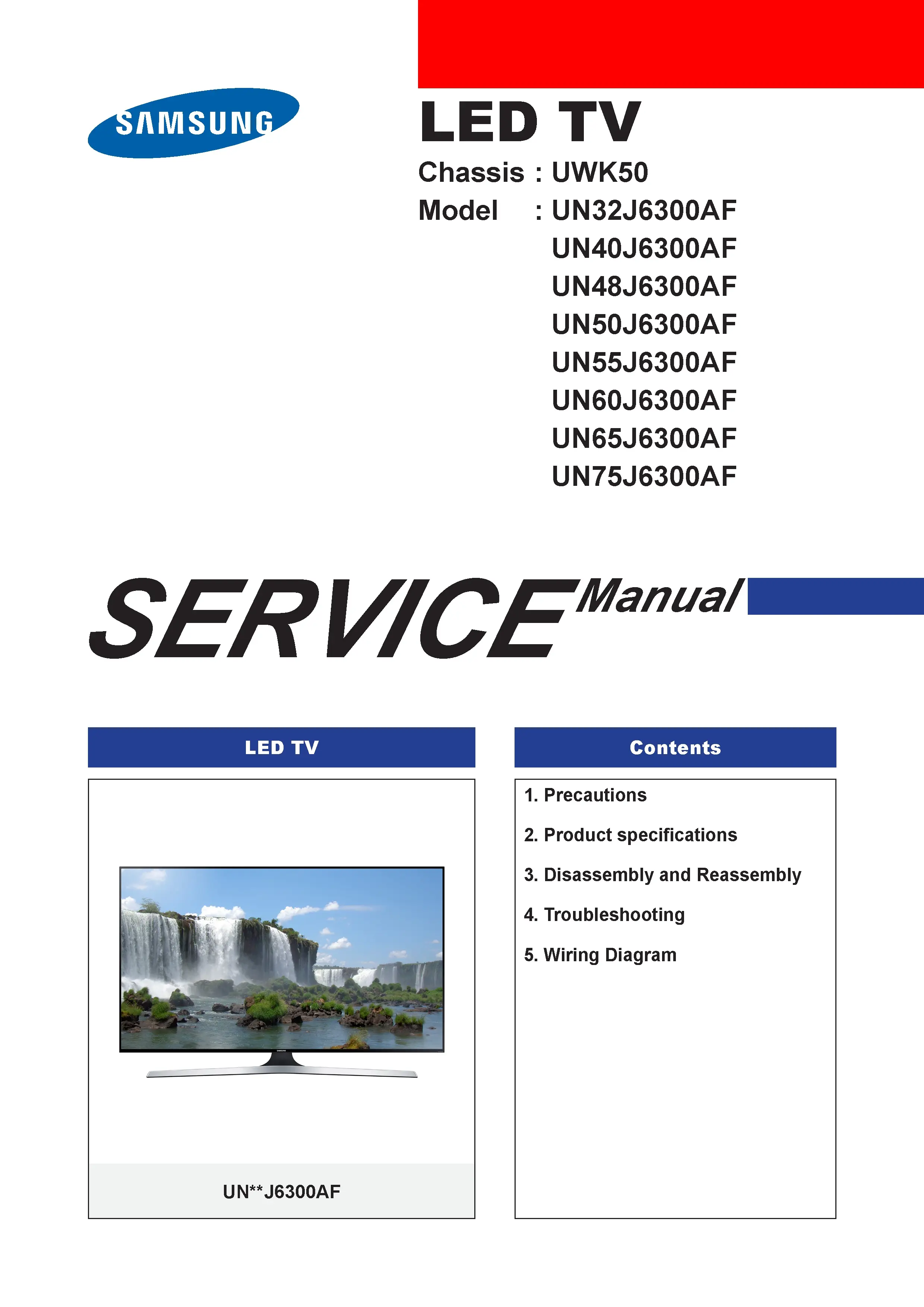 Samsung un55j6300 un55j6300af un55j6300afxza service manual cover