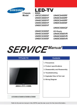 Samsung un60c6300sf un55c6300sf un46c6300sf un40c6300sf service manual cover