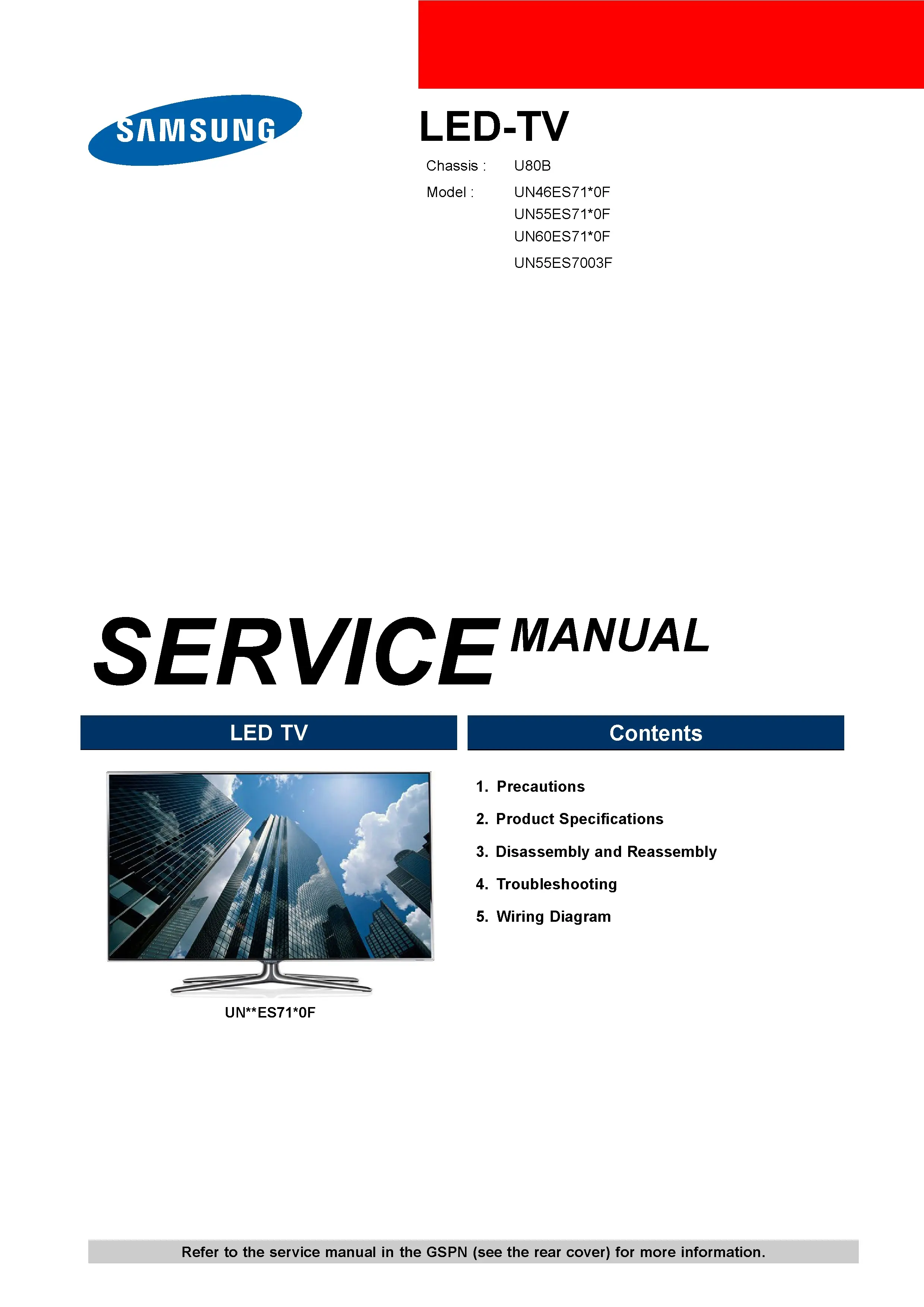 Samsung un60es7100 un60es7100f service manual cover