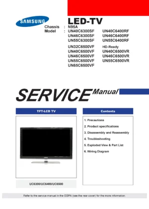 Samsung un65c6500 un65c6500vf un55c6500 un55c6500vf service manual cover
