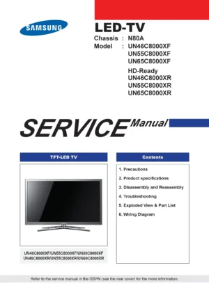 Samsung un65c8000xf un55c8000xf un46c8000xf service manual cover