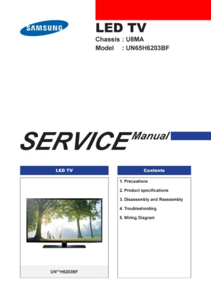 Samsung un65h6203 un65h6203bf un65h6203bfxza service manual cover