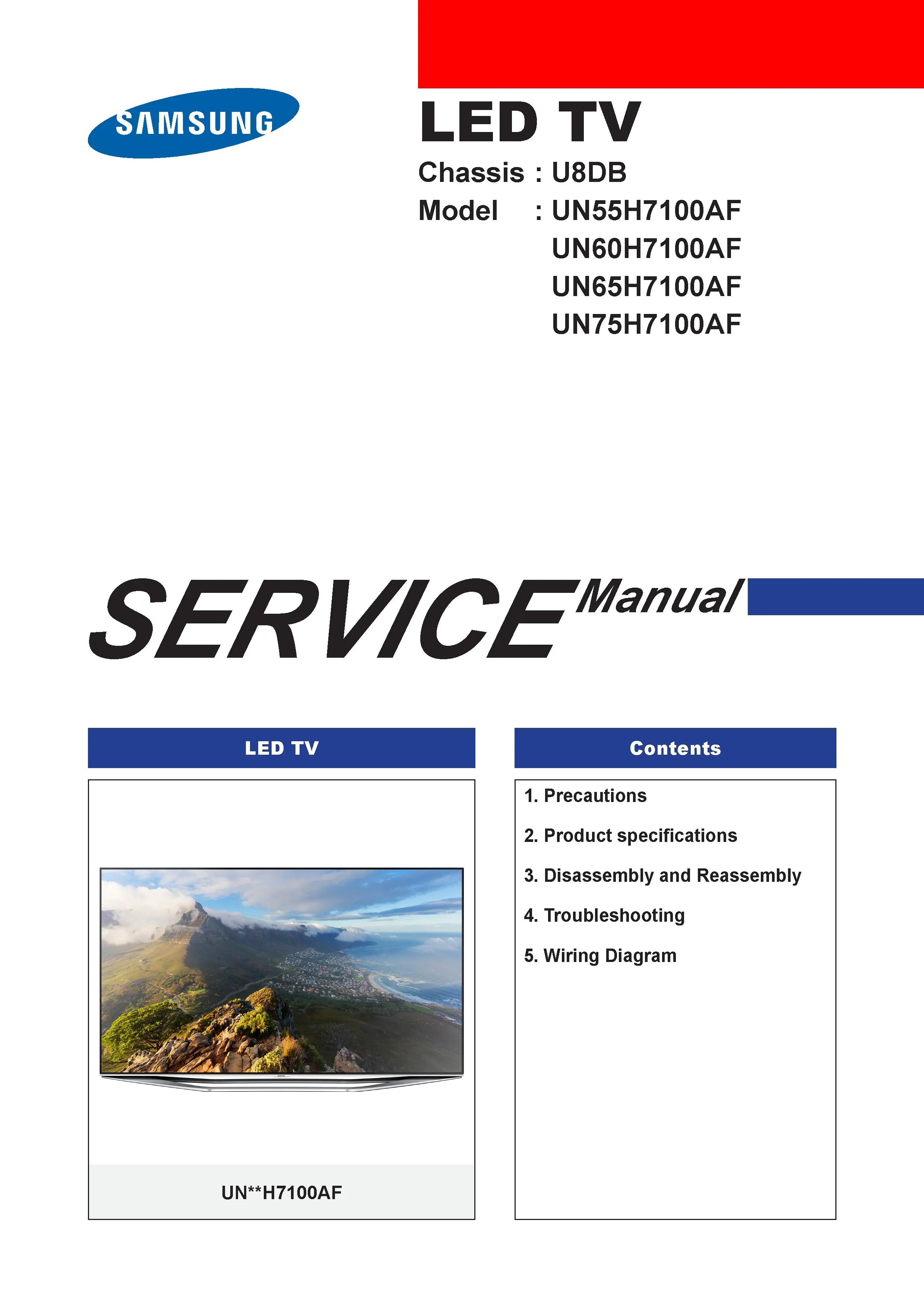 Samsung un65h7100 un65h7100af un65h7100afxza service manual cover