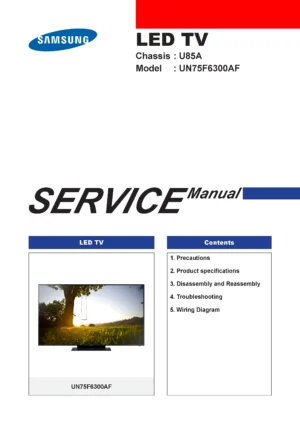 Samsung un75f6300 un75f6300af un75f6300afxza service manual cover