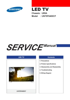Samsung un75f6400 un75f6400cf un75f6400cfxza service manual cover