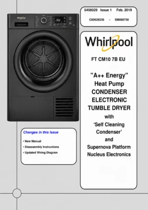 Whirlpool ft cm10 7b eu service manual cover with photo of the refrigerator, model type and code and manual contents
