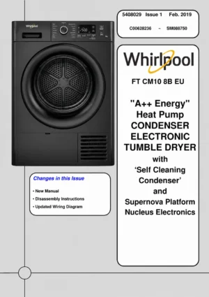 Whirlpool ft cm10 8b eu service manual cover with photo of the refrigerator, model type and code and manual contents
