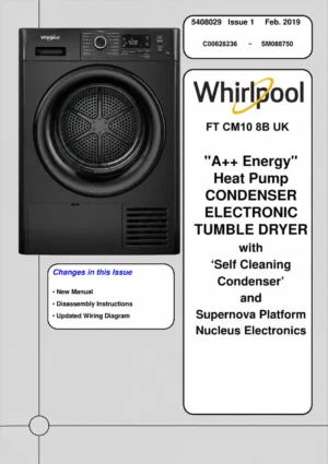 Whirlpool ft cm10 8b uk service manual cover with photo of the refrigerator, model type and code and manual contents