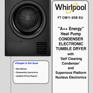 Whirlpool ft cm11 8xb eu service manual cover dryer type and model code, publication date and manual contents