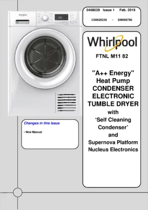 Whirlpool ftnl m11 82 service manual cover with photo of the refrigerator, model type and code and manual contents