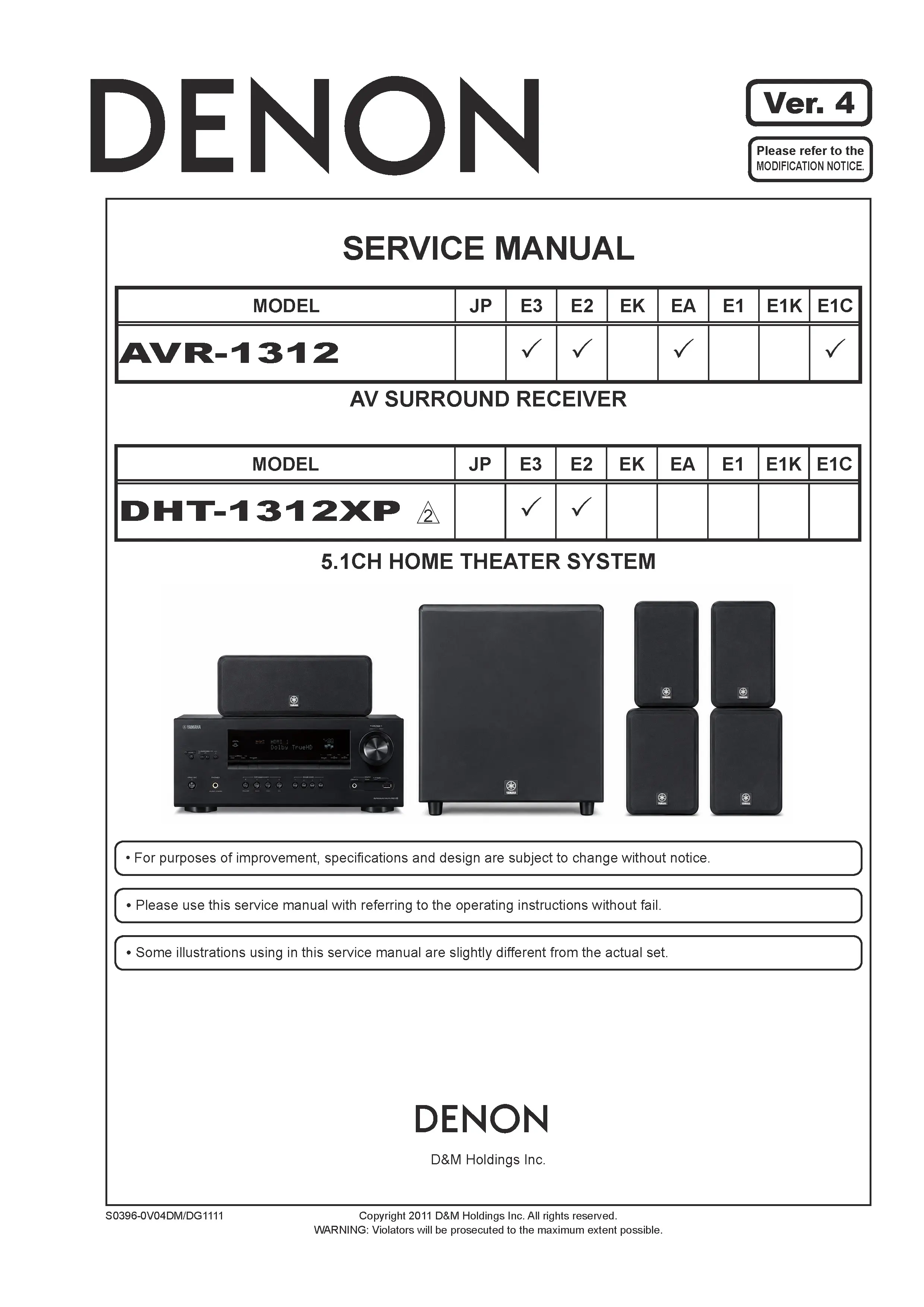 Denon dht 1312ba service manual cover