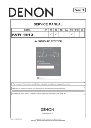 Denon dht 1513ba service manual cover