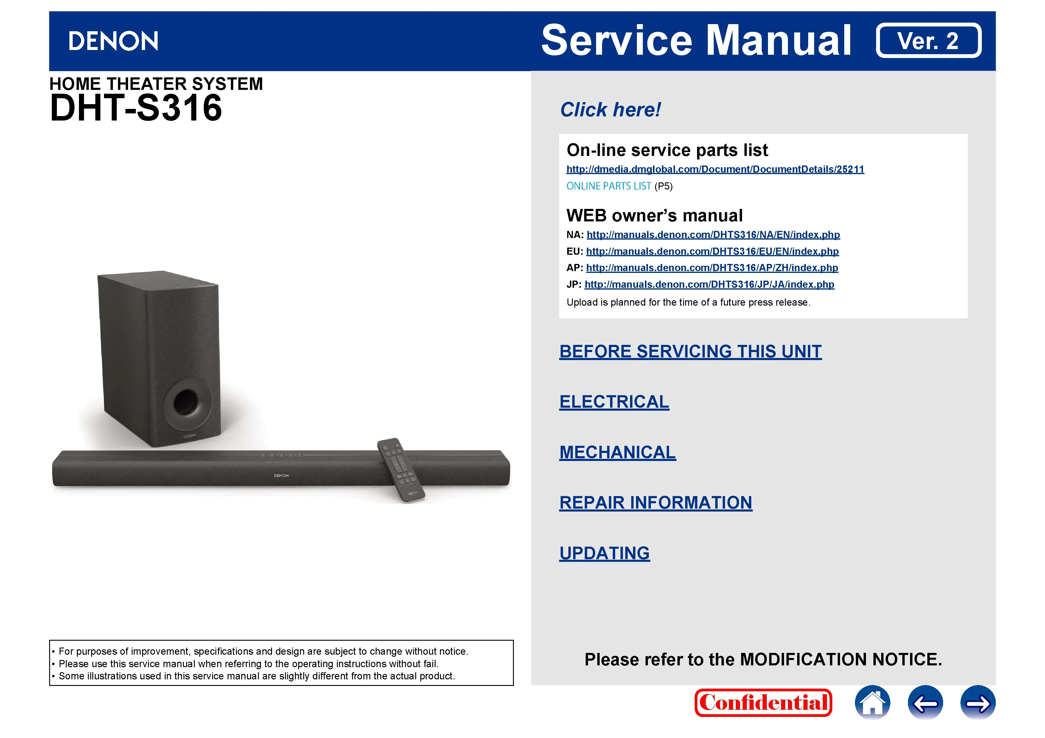 Denon dht s316 service manual cover