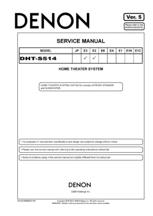 Denon dht s514 service manual cover