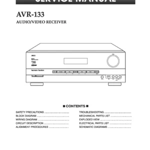 Harman kardon avr 133 service manual cover with picture of the AV Receiver with model type and number