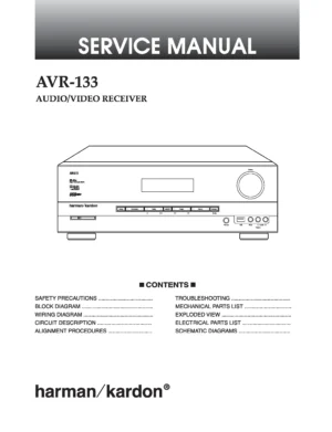 Harman kardon avr 133 service manual cover with picture of the AV Receiver with model type and number
