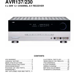 Harman kardon avr 137 service manual cover with picture of the AV Receiver with model type and number