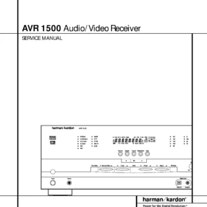 Harman kardon avr 1500 service manual cover with picture of the AV Receiver with model type and number