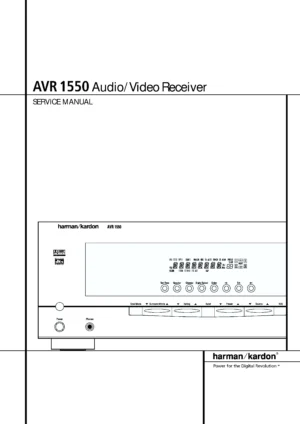 Harman kardon avr 1550 service manual cover with picture of the AV Receiver with model type and number