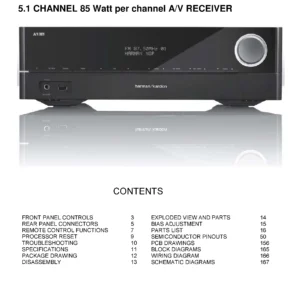 Harman kardon avr 161 service manual cover with picture of the AV Receiver with model type and number