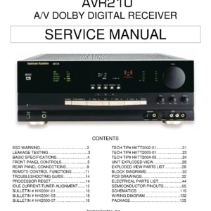 Harman kardon avr 210 service manual cover with picture of the AV Receiver with model type and number