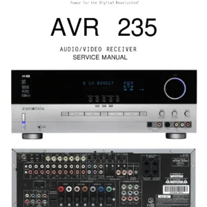 Harman kardon avr 235 service manual cover with picture of the AV Receiver with model type and number