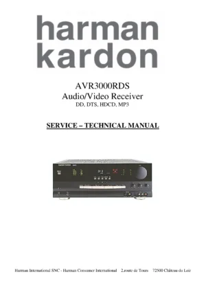 Harman kardon avr 3000 service manual cover with picture of the AV Receiver with model type and number