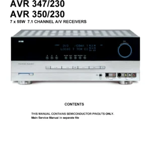 Harman kardon avr 350 service manual cover with picture of the AV Receiver with model type and number