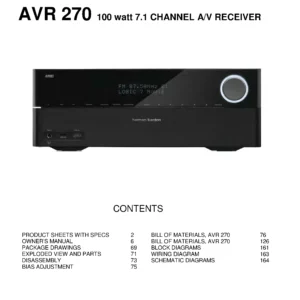 Harman kardon avr 370 service manual cover with picture of the AV Receiver with model type and number