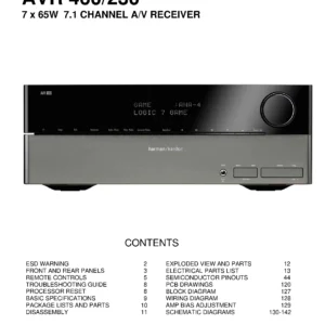 Harman kardon avr 460 service manual cover with picture of the AV Receiver with model type and number