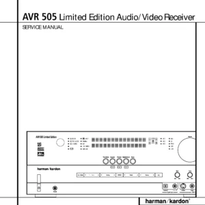 Harman kardon avr 505 service manual cover with picture of the AV Receiver with model type and number