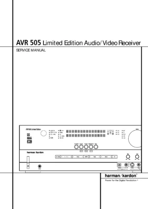 Harman kardon avr 505 service manual cover with picture of the AV Receiver with model type and number
