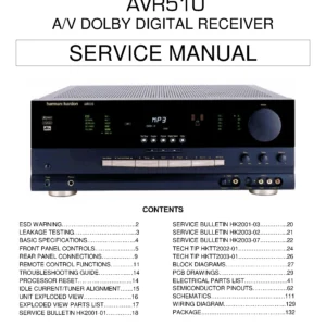Harman kardon avr 510 service manual cover with picture of the AV Receiver with model type and number