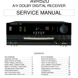 Harman kardon avr 520 service manual cover with picture of the AV Receiver with model type and number