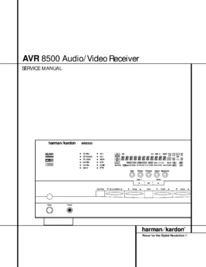 Harman kardon avr 8500 service manual cover with picture of the AV Receiver with model type and number
