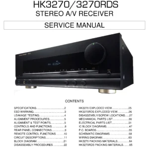 Harman kardon hk 3270 3270rds service manual cover with picture of the AV Receiver with model type and number