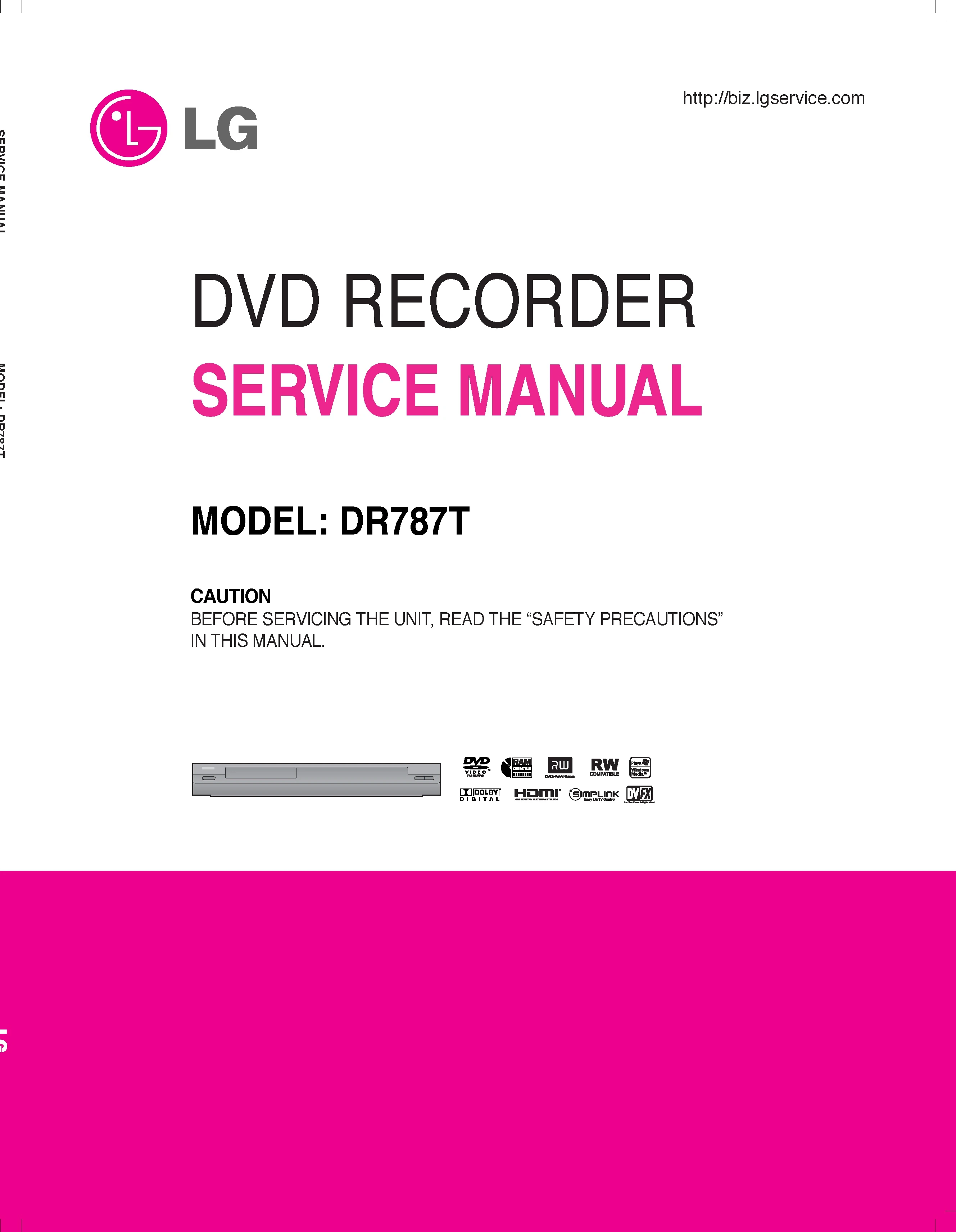 Lg dr787t service manual cover